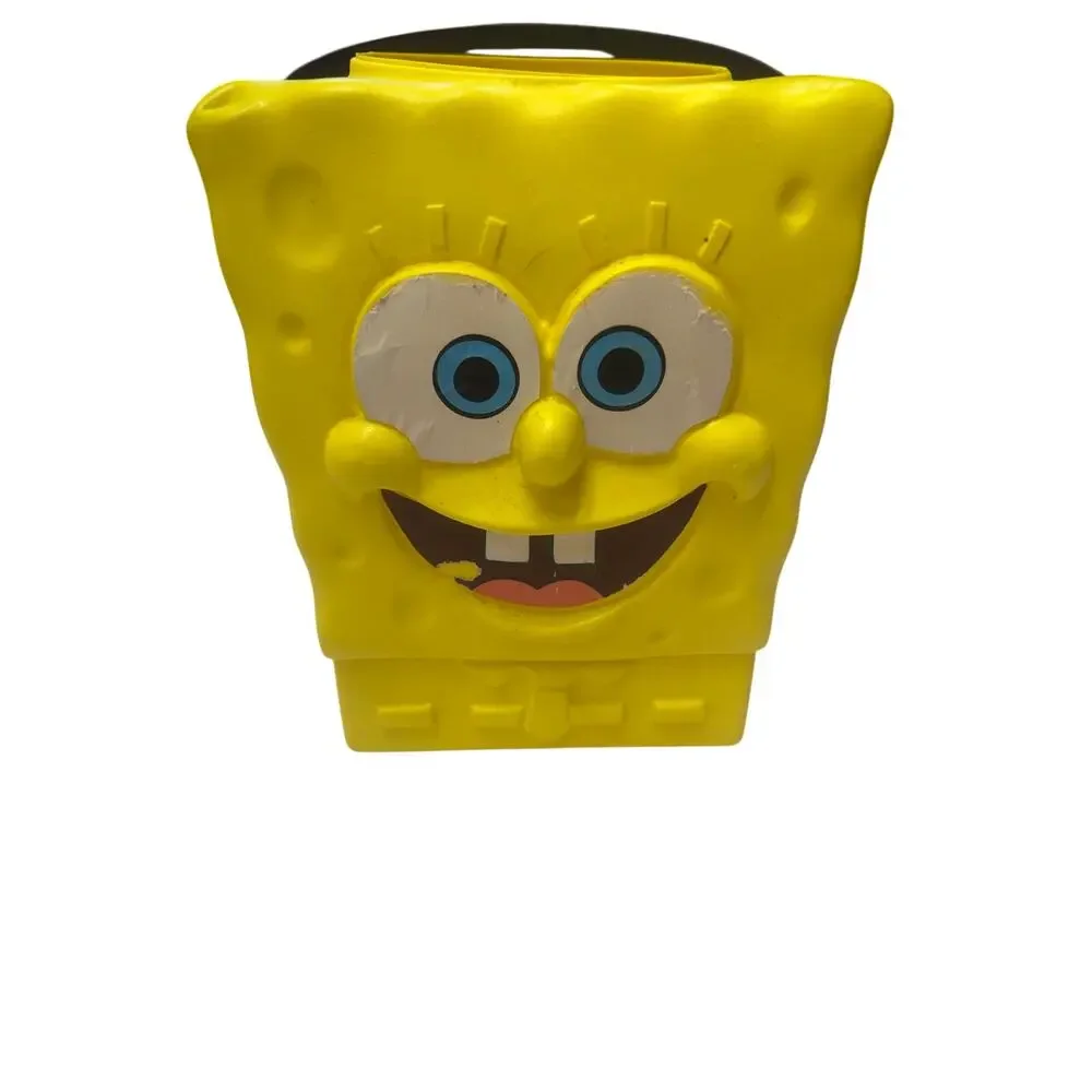 Vintage 2003 SpongeBob Squarepants Disguise Halloween Candy Pail Bucket 8”